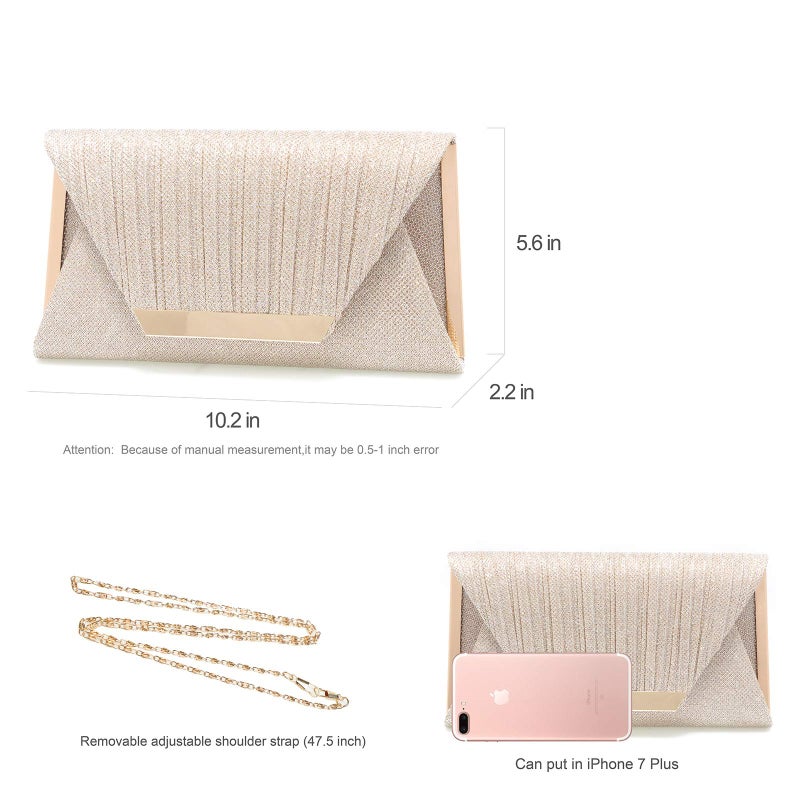 Mihawk clutches for women evening bag purses and handbags evening clutch purs Silver clutch purses for women wedding(Champagne) - Image 3